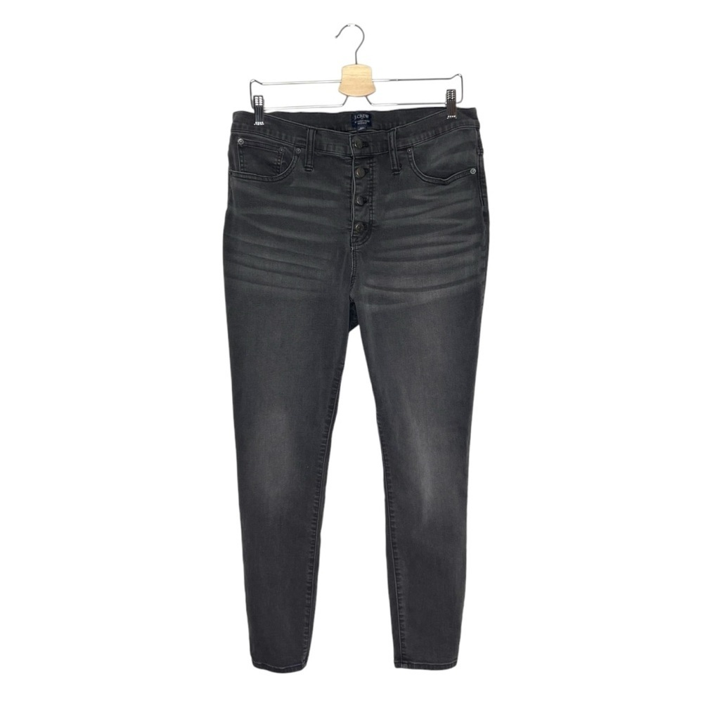 J Crew Factory Faded Gray 10” High Rise Button Fly Skinny Jeans